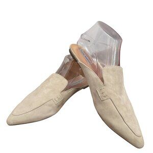 STEVE MADDEN Scip Suede Mules Flats Creamy Beige Pointed Toe Size 9.5 Slip On
